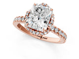 Rose gold Radiant Halo Diamond Pave Band Ring with Four-Prong Setting_16