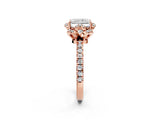 Rose gold Radiant Halo Diamond Pave Band Ring with Four-Prong Setting_17
