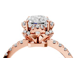 Rose gold Radiant Halo Diamond Pave Band Ring with Four-Prong Setting_19