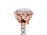 Rose gold Radiant Halo Diamond Pave Band Ring with Four-Prong Setting_20