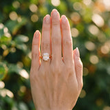 Rose gold Radiant Halo Diamond Ring with Cathedral Band and Four-Prong Setting_12