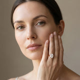 Rose gold Radiant Halo Diamond Ring with Cathedral Band and Four-Prong Setting_13