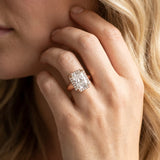 Rose gold Radiant Halo Diamond Ring with Cathedral Band and Four-Prong Setting_14
