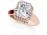 Rose gold Radiant Halo Diamond Ring with Cathedral Band and Four-Prong Setting_62