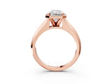 Rose gold Radiant Halo Diamond Ring with Cathedral Band and Four-Prong Setting_64