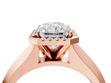Rose gold Radiant Halo Diamond Ring with Cathedral Band and Four-Prong Setting_65