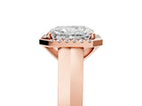 Rose gold Radiant Halo Diamond Ring with Cathedral Band and Four-Prong Setting_66