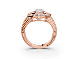Rose gold Radiant Halo Diamond Ring with Milgrain Bezel and Prong Setting_9