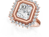 Rose gold Radiant Halo Diamond Ring with Milgrain Edge and Round Prong Setting_27