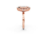 Rose gold Radiant Halo Diamond Ring with Milgrain Edge and Round Prong Setting_28
