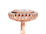 Rose gold Radiant Halo Diamond Ring with Milgrain Edge and Round Prong Setting_31