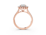 Rose gold Radiant Halo Diamond Ring with Pavé Band and Prong Setting_40