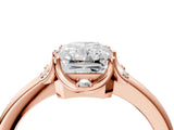 Rose gold Radiant Halo Diamond Ring with Round Cluster Setting, Solitaire Band, and Four-Prong Setting_53