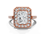 Rose gold Radiant Halo Diamond Ring with Split Shank and Four-Prong Setting_53