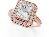Rose gold Radiant Halo Diamond Ring with Split Shank and Four-Prong Setting_54