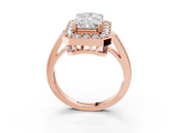 Rose gold Radiant Halo Diamond Ring with Split Shank and Four-Prong Setting_56