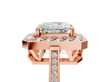Rose gold Radiant Halo Diamond Ring with Split Shank and Four-Prong Setting_58