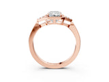 Rose gold Radiant Halo Diamond Ring with Tapered Band and Four-Prong Setting_6