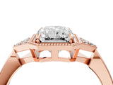 Rose gold Radiant Halo Diamond Ring with Tapered Band and Four-Prong Setting_7