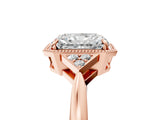 Rose gold Radiant Halo Diamond Ring with Tapered Band and Four-Prong Setting_8