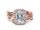 Rose gold Radiant Halo Diamond Ring with Vintage Split Shank and Four-Prong Setting_20