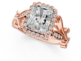 Rose gold Radiant Halo Diamond Ring with Vintage Split Shank and Four-Prong Setting_21