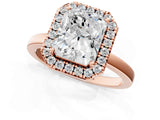 Rose gold Radiant Halo Diamond Solitaire with Pavé Band and Four-Prong Setting_91