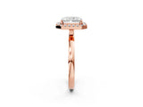 Rose gold Radiant Halo Diamond Solitaire with Pavé Band and Four-Prong Setting_92