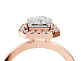 Rose gold Radiant Halo Diamond Solitaire with Pavé Band and Four-Prong Setting_94