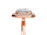 Rose gold Radiant Halo Diamond Solitaire with Pavé Band and Four-Prong Setting_95