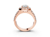 Rose gold Radiant Halo Diamond Split Shank Engagement Ring with Prong Setting_101