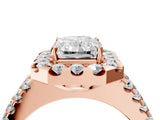 Rose gold Radiant Halo Diamond Split Shank Engagement Ring with Prong Setting_102