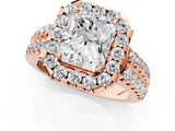 Rose gold Radiant Halo Diamond Split Shank Engagement Ring with Prong Setting_99