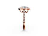 Rose gold Radiant Halo Pavé Diamond Engagement Ring with Bezel Setting_21