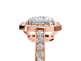 Rose gold Radiant Halo Pavé Diamond Engagement Ring with Bezel Setting_24