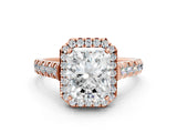 Rose gold Radiant Halo Pavé Diamond Engagement Ring with Four-Prong Setting_26
