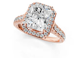 Rose gold Radiant Halo Pavé Diamond Engagement Ring with Four-Prong Setting_27