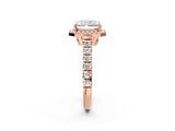 Rose gold Radiant Halo Pavé Diamond Engagement Ring with Four-Prong Setting_28