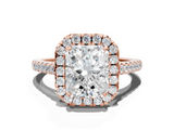 Rose gold Radiant Halo Pavé Diamond Engagement Ring with Four-Prong Setting_3
