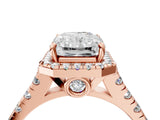 Rose gold Radiant Halo Pavé Diamond Engagement Ring with Four-Prong Setting_30