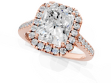Rose gold Radiant Halo Pavé Diamond Engagement Ring with Four-Prong Setting_4