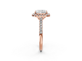 Rose gold Radiant Halo Pavé Diamond Engagement Ring with Four-Prong Setting_5
