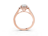 Rose gold Radiant Halo Pavé Diamond Engagement Ring with Four-Prong Setting_6