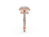 Rose gold Radiant Halo Pave Band Solitaire Ring with Prong Setting_68