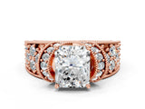 Rose gold Radiant Halo Pave Diamond Engagement Ring with Milgrain Detailing_49