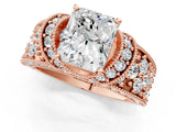 Rose gold Radiant Halo Pave Diamond Engagement Ring with Milgrain Detailing_50