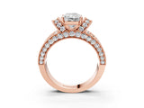 Rose gold Radiant Halo Pave Diamond Engagement Ring with Milgrain Detailing_52