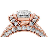 Rose gold Radiant Halo Pave Diamond Engagement Ring with Milgrain Detailing_53
