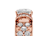 Rose gold Radiant Halo Pave Diamond Engagement Ring with Milgrain Detailing_54