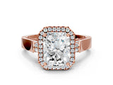 Rose gold Radiant Halo Pave Split Shank Prong Setting Ring_27